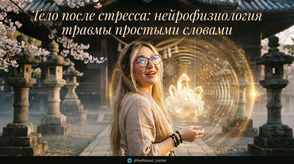 Инфографика показывающая тело после стресса и механизмы нейрофизиологии травмы