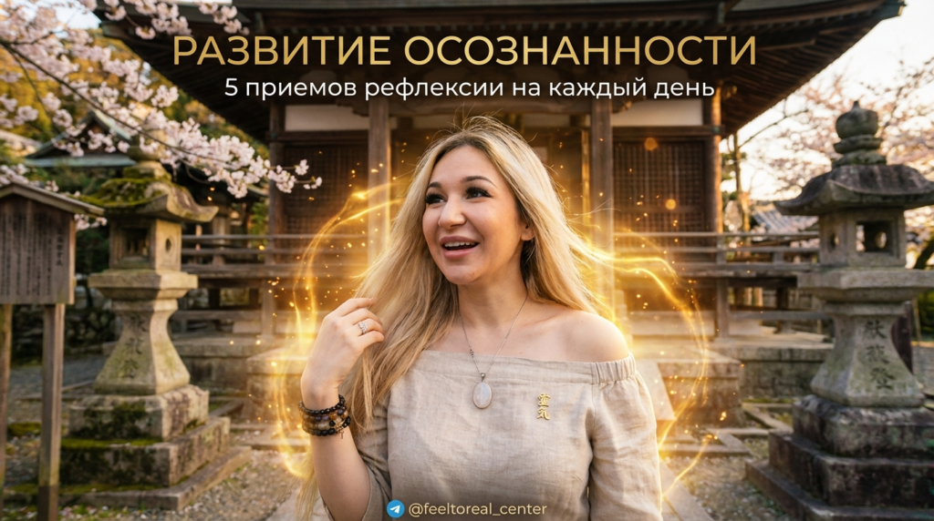 Человек занимается рефлексией и развитием осознанности, записывая мысли в блокнот