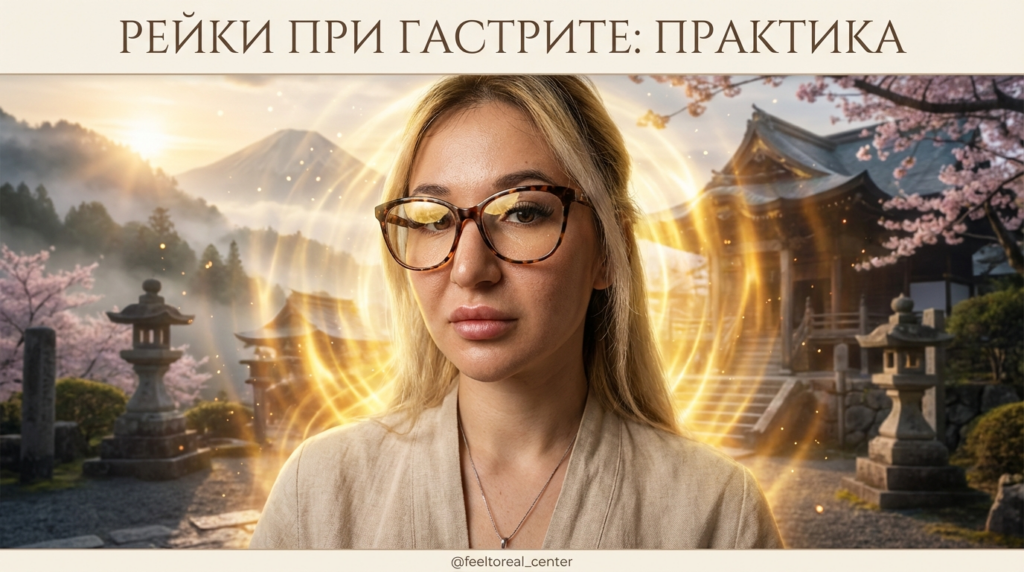 Человек выполняет практику Рейки накладывая руки на живот для лечения гастрита и снятия нервного напряжения